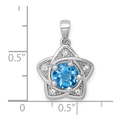 Sterling Silver Swiss Blue Topaz & White Topaz Star Pendant – view 5