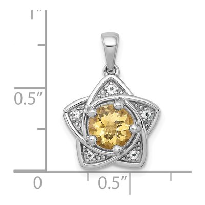 Sterling Silver Citrine & White Topaz Star Pendant – view 5