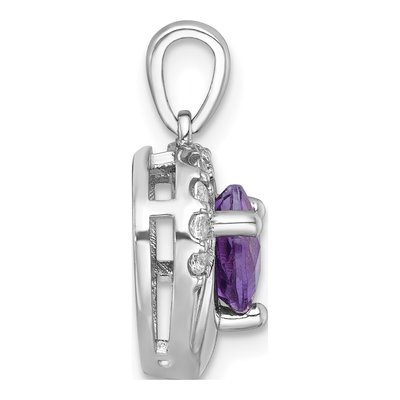 Sterling Silver Amethyst & White Topaz Heart Pendant – view 3