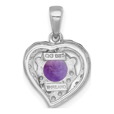 Sterling Silver Amethyst & White Topaz Heart Pendant – view 4