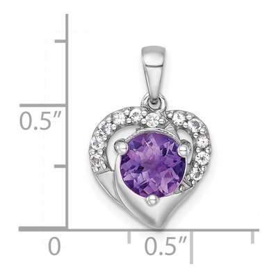Sterling Silver Amethyst & White Topaz Heart Pendant – view 5
