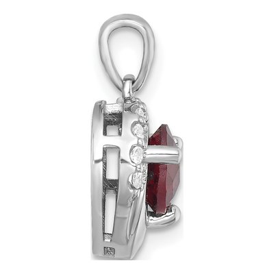 Sterling Silver Garnet & White Topaz Heart Pendant – view 3