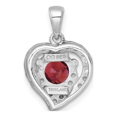 Sterling Silver Garnet & White Topaz Heart Pendant – view 4