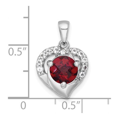 Sterling Silver Garnet & White Topaz Heart Pendant – view 5