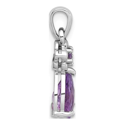 Sterling Silver Amethyst Teardrop Flower Pendant – view 3