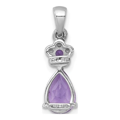 Sterling Silver Amethyst Teardrop Flower Pendant – view 4