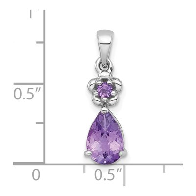 Sterling Silver Amethyst Teardrop Flower Pendant – view 5