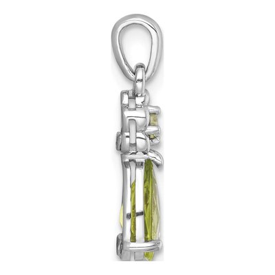 Sterling Silver Peridot Teardrop Flower Pendant – view 3