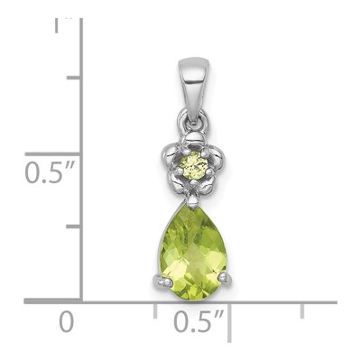 Sterling Silver Peridot Teardrop Flower Pendant – view 5