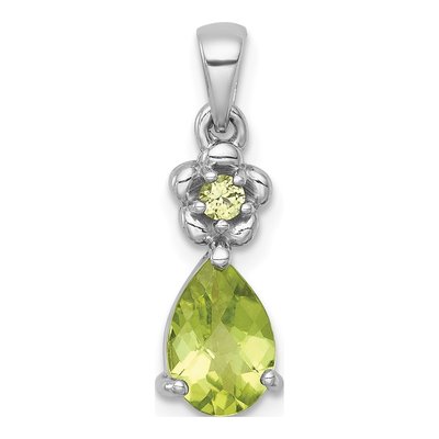 Sterling Silver Peridot Teardrop Flower Pendant