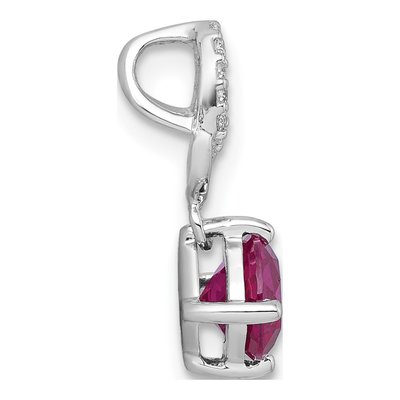 Sterling Silver Lab-Created Ruby & CZ Heart Slide Pendant – view 3