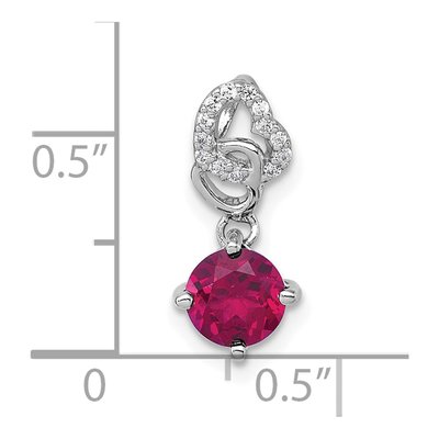 Sterling Silver Lab-Created Ruby & CZ Heart Slide Pendant – view 5