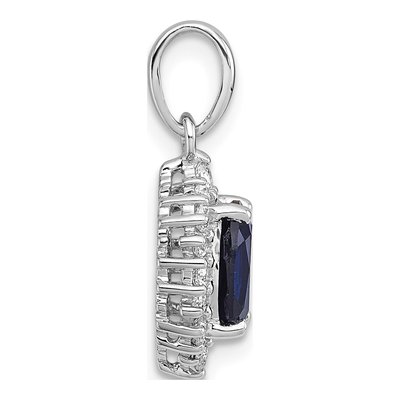 Sterling Silver Lab-Created Sapphire & CZ Halo Pendant – view 3