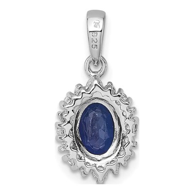 Sterling Silver Lab-Created Sapphire & CZ Halo Pendant – view 4