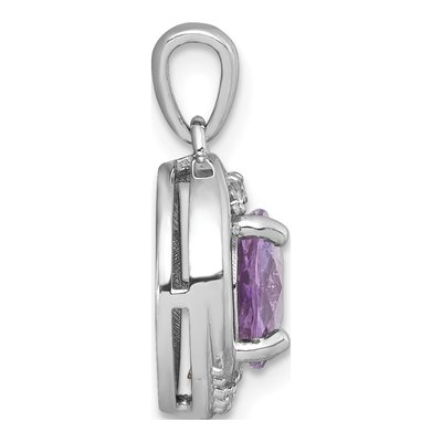 Sterling Silver Amethyst & White Topaz Circle Pendant – view 3