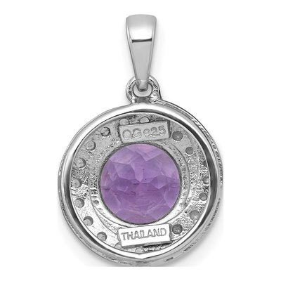 Sterling Silver Amethyst & White Topaz Circle Pendant – view 4