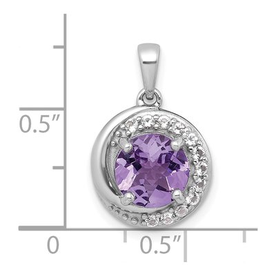 Sterling Silver Amethyst & White Topaz Circle Pendant – view 5