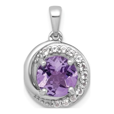 Sterling Silver Amethyst & White Topaz Circle Pendant