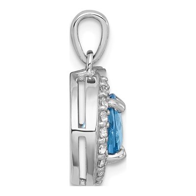 Sterling Silver Swiss Blue Topaz & White Topaz Checker-Cut Round Circle Pendant – view 3