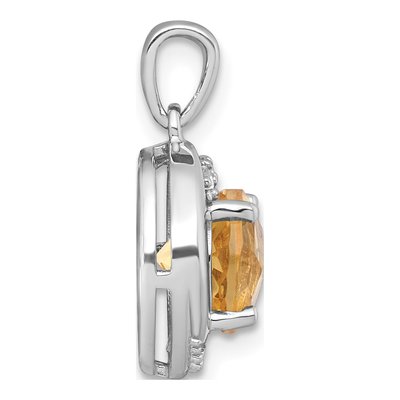 Sterling Silver Citrine & White Topaz Circle Pendant – view 3