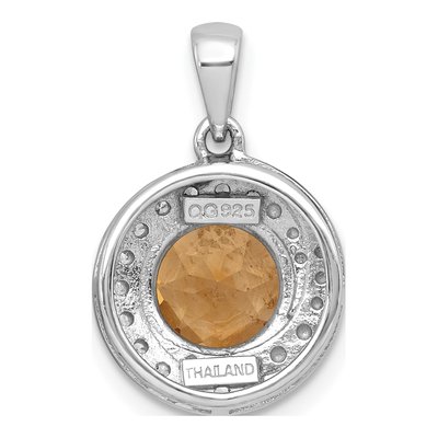Sterling Silver Citrine & White Topaz Circle Pendant – view 4