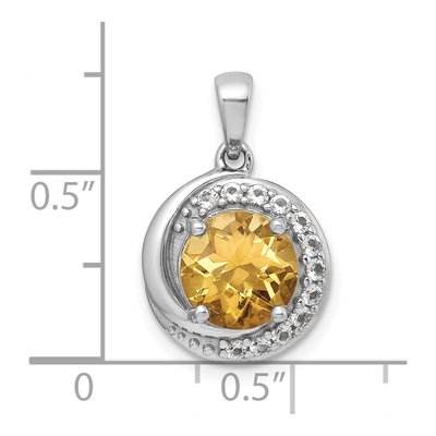 Sterling Silver Citrine & White Topaz Circle Pendant – view 5