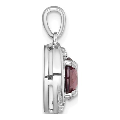 Sterling Silver Garnet & White Topaz Circle Pendant – view 3