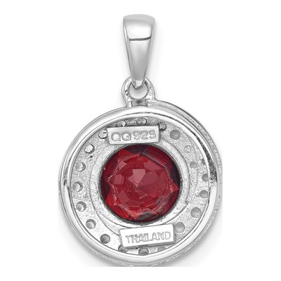 Sterling Silver Garnet & White Topaz Circle Pendant – view 4