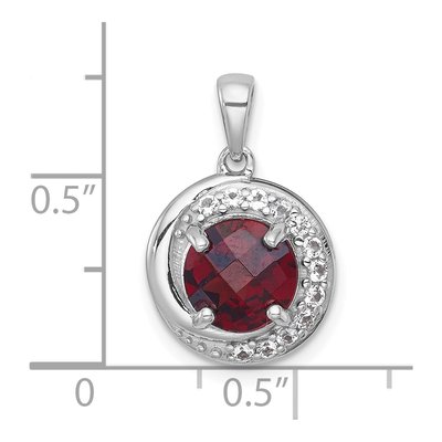 Sterling Silver Garnet & White Topaz Circle Pendant – view 5