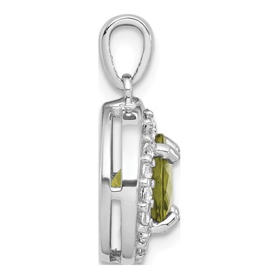 Sterling Silver Peridot & White Topaz Circle Pendant – view 3