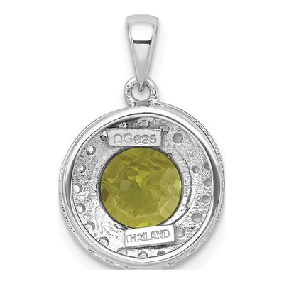 Sterling Silver Peridot & White Topaz Circle Pendant – view 4