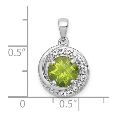 Sterling Silver Peridot & White Topaz Circle Pendant – view 5