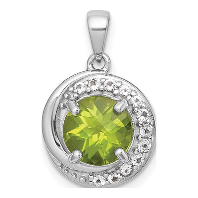 Sterling Silver Peridot & White Topaz Circle Pendant