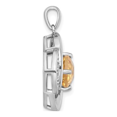 Sterling Silver Citrine & White Topaz Checker-Cut Round Pendant – view 3
