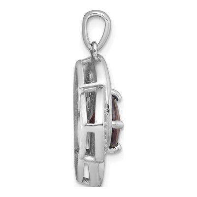 Sterling Silver Garnet & White Topaz Checker-Cut Round Pendant – view 3