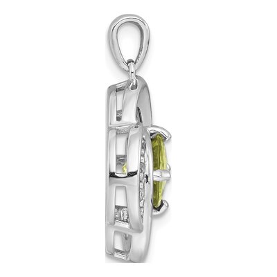 Sterling Silver Peridot & White Topaz Checker-Cut Round Pendant – view 3