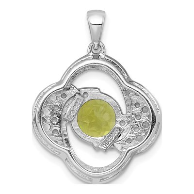 Sterling Silver Peridot & White Topaz Checker-Cut Round Pendant – view 4