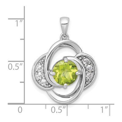 Sterling Silver Peridot & White Topaz Checker-Cut Round Pendant – view 5