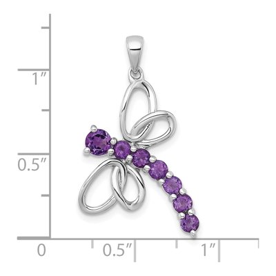 Sterling Silver Amethyst Dragonfly Pendant – view 5