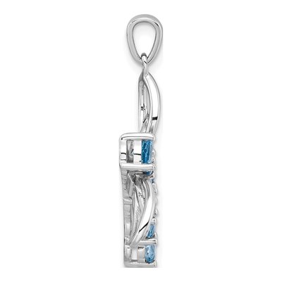 Sterling Silver Swiss Blue Topaz Dragonfly Pendant – view 3