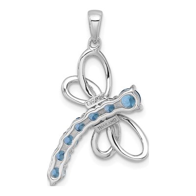 Sterling Silver Swiss Blue Topaz Dragonfly Pendant – view 4