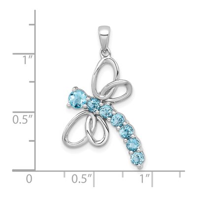 Sterling Silver Swiss Blue Topaz Dragonfly Pendant – view 5