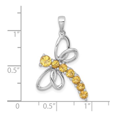 Sterling Silver Citrine Dragonfly Pendant – view 5