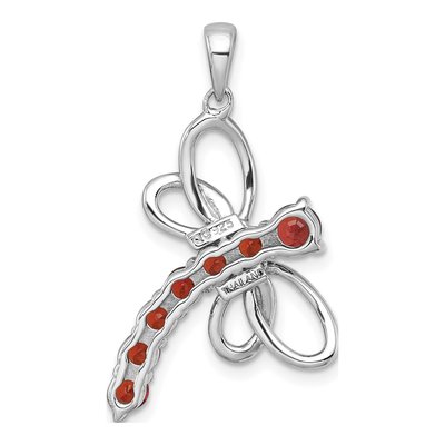 Sterling Silver Garnet Dragonfly Pendant – view 4
