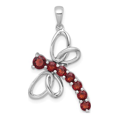Sterling Silver Garnet Dragonfly Pendant
