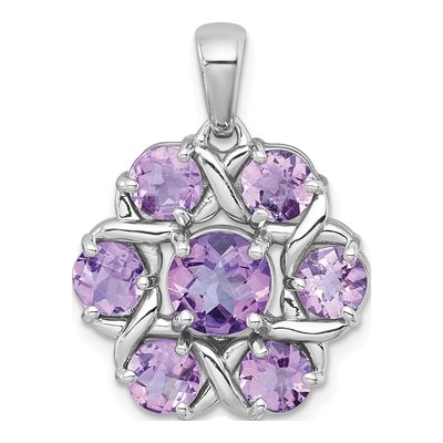 Sterling Silver Amethyst Flower Pendant