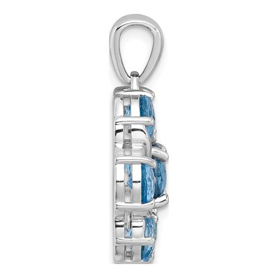 Sterling Silver Swiss Blue Topaz Flower Pendant – view 3