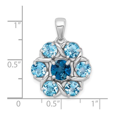 Sterling Silver Swiss Blue Topaz Flower Pendant – view 5