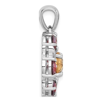 Sterling Silver Garnet & Citrine Flower Pendant – view 3