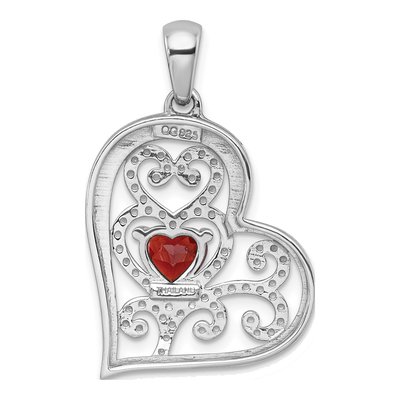Sterling Silver Garnet Filigree Heart Pendant – view 4